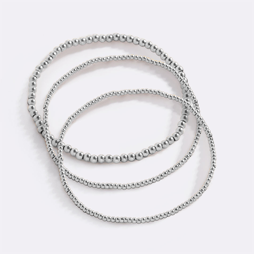 433 Beaded Bracelet Stacking Set in 925 sterling silver