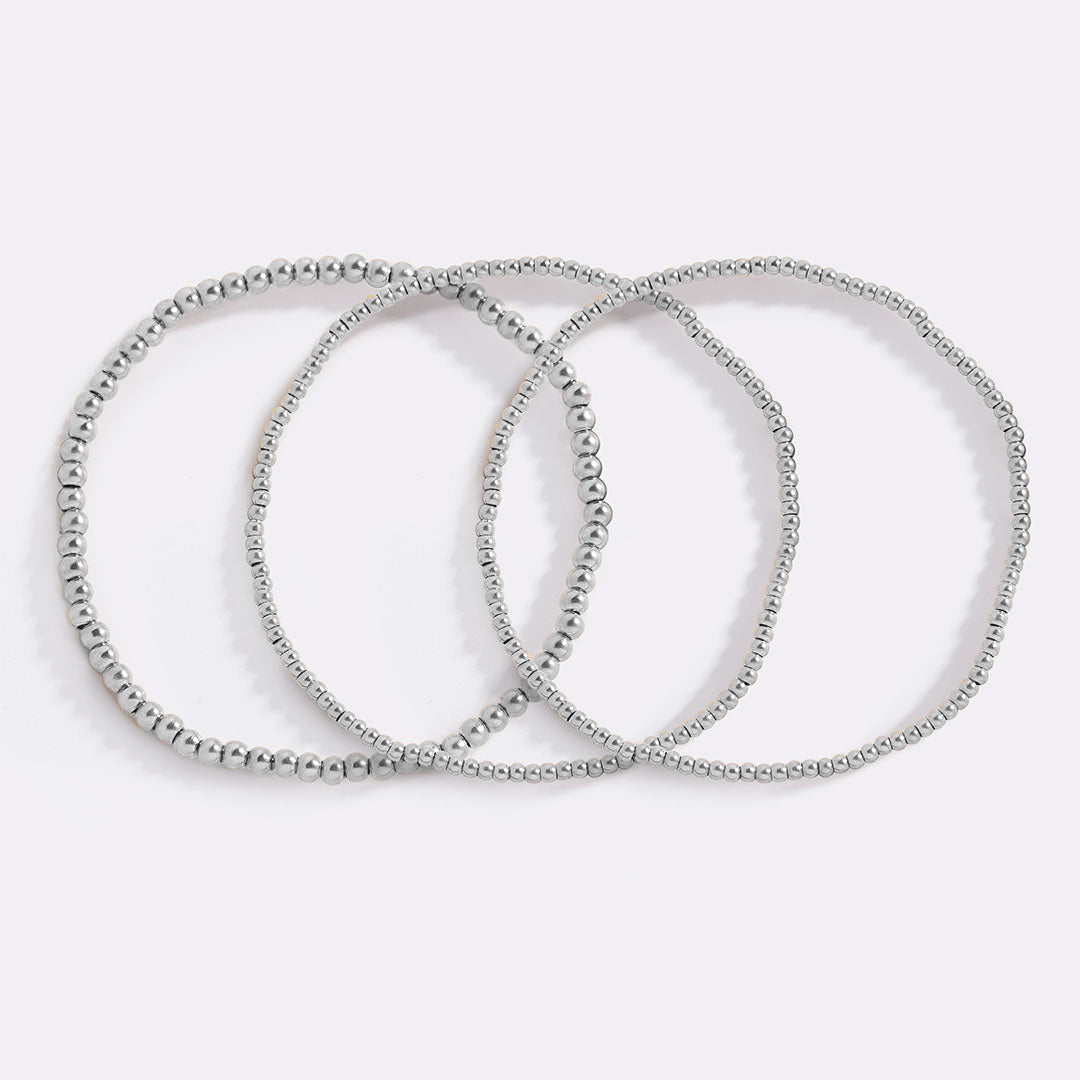 433 Beaded Bracelet Stacking Set in 925 sterling silver