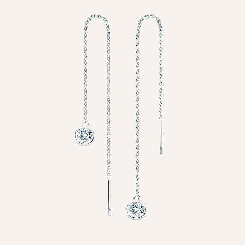 Moissanite Bezel-Set Pull Through Drop Earrings — Vanny Jewels