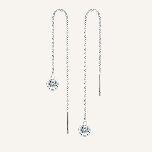 Moissanite Bezel-Set Pull Through Drop Earrings — Vanny Jewels