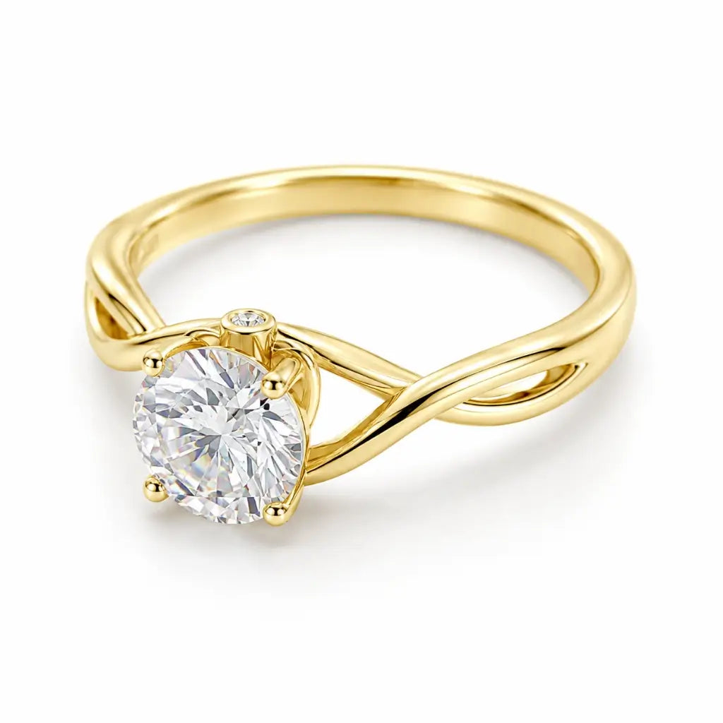 Enlace Braided Gold Moissanite Engagement Ring in gold tone