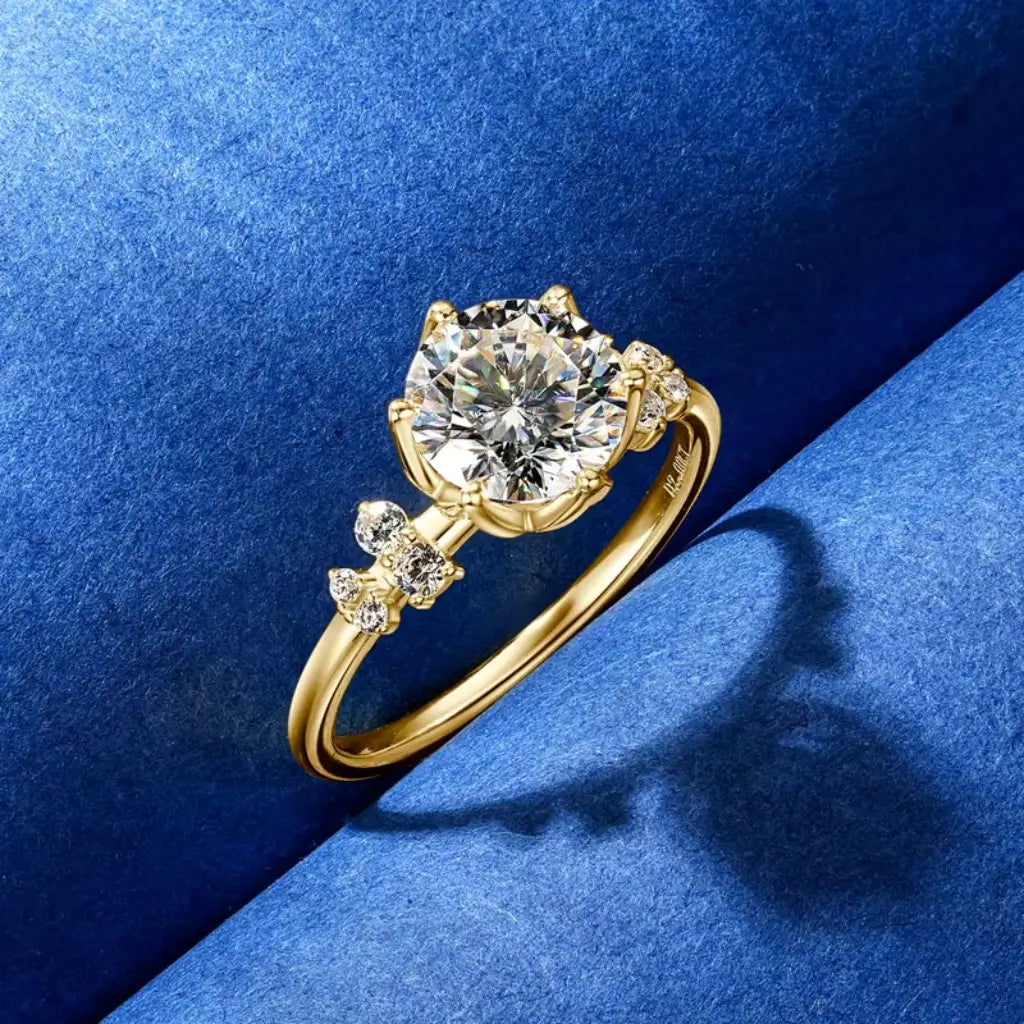 Amour 18k Gold Moissanite Engagement Ring in gold tone
