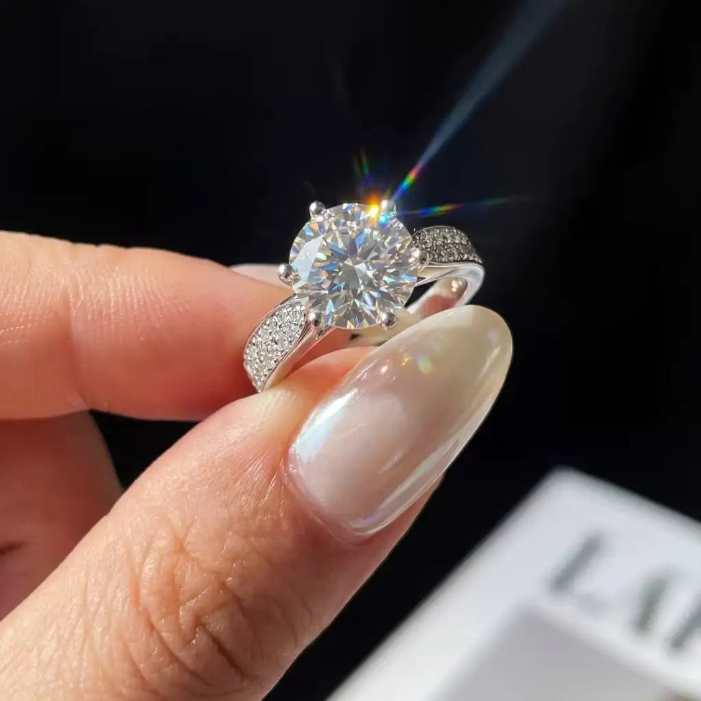 925 Silver Pave Solitaire Promise Ring in 925 sterling silver