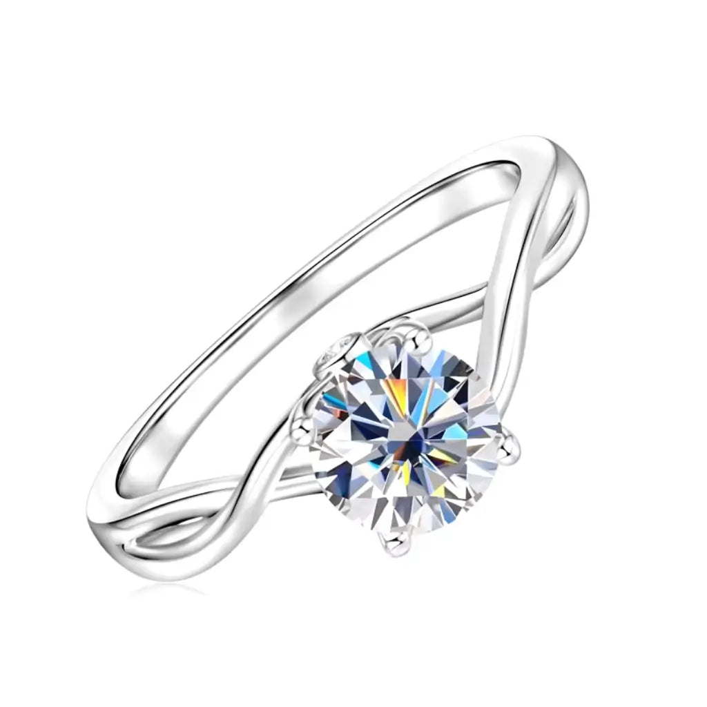 Enlace Braided 925 Silver Moissanite Promise Ring in 925 sterling silver