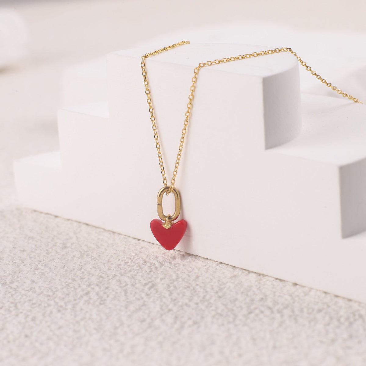 Red Enamel Heart Necklace