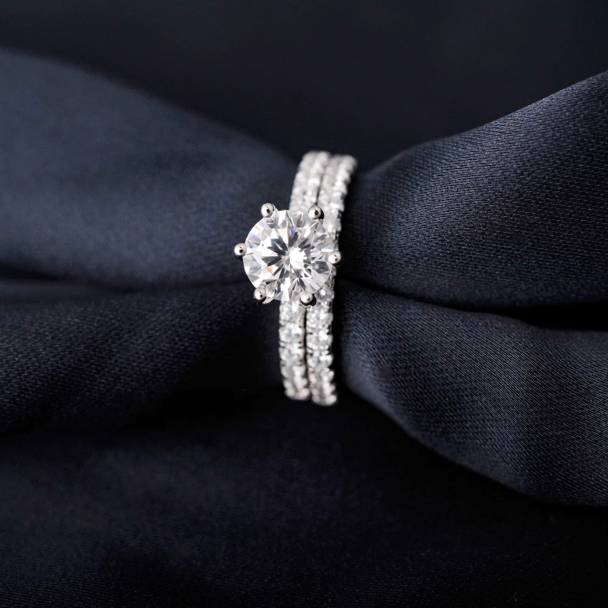 Double Silver Ring with Cubic Zirconia in 925 sterling silver