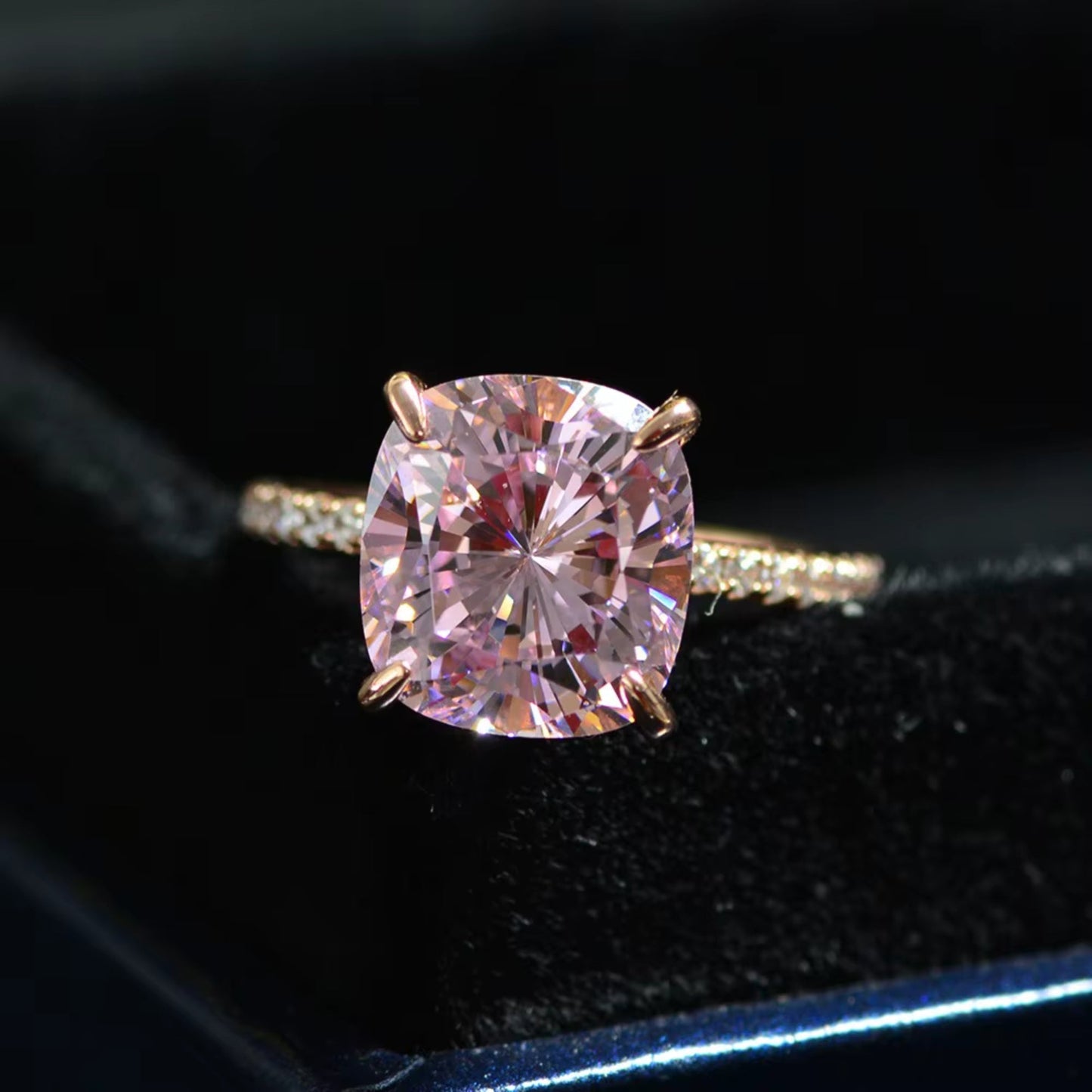 Rose Gold Solitaire Ring in gold tone