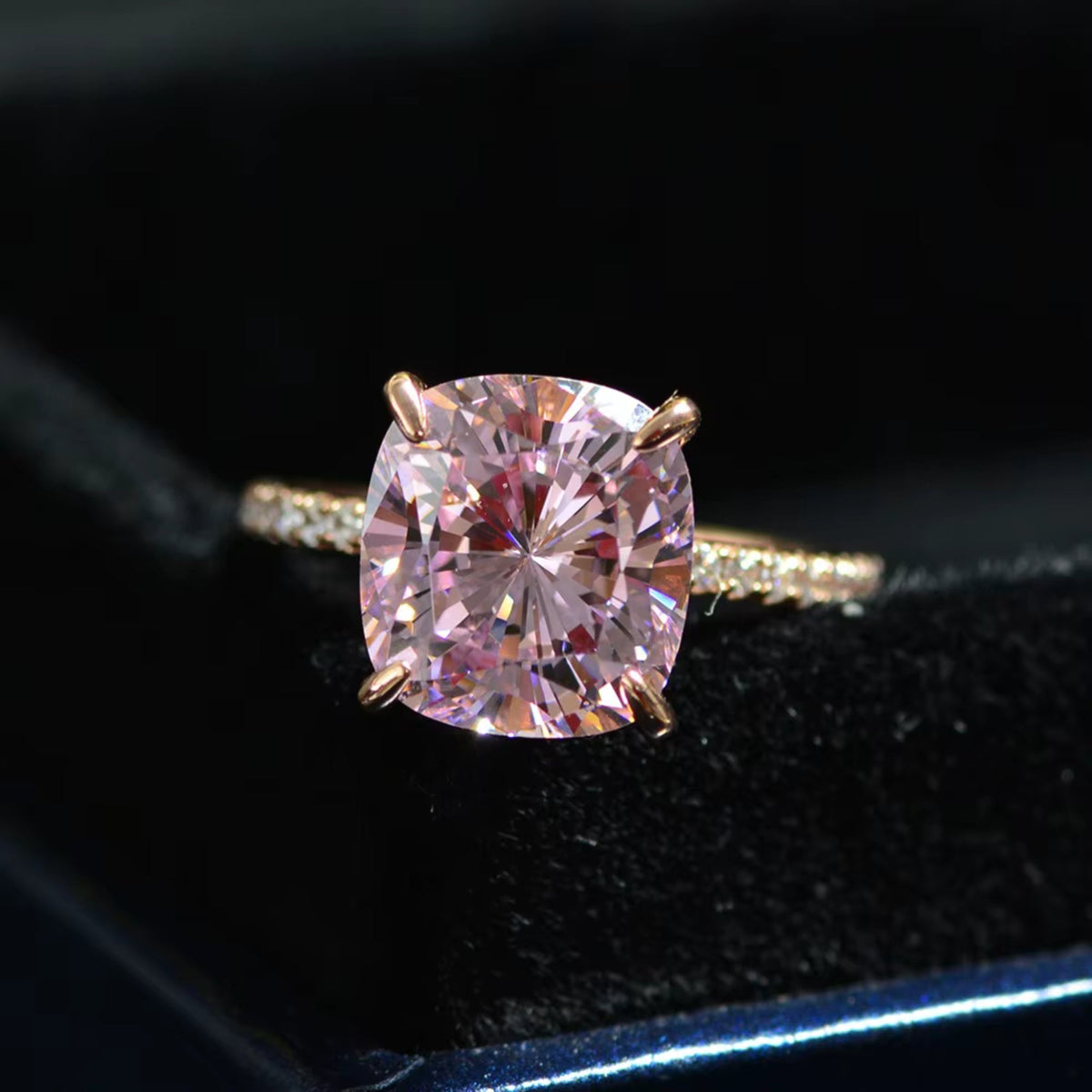 Rose Gold Solitaire Ring in gold tone