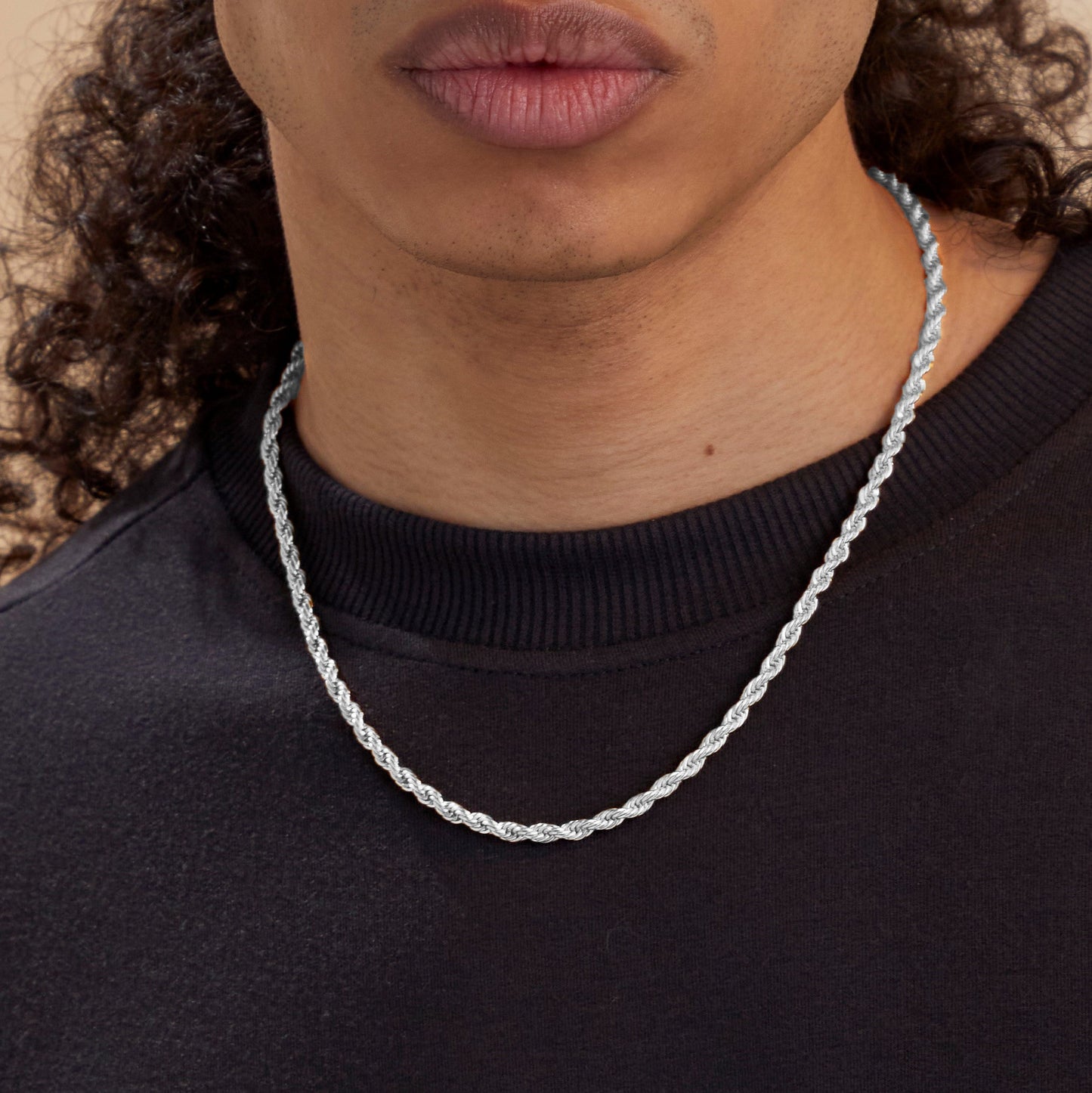 4mm Rope Chain Necklace in 925 sterling silver