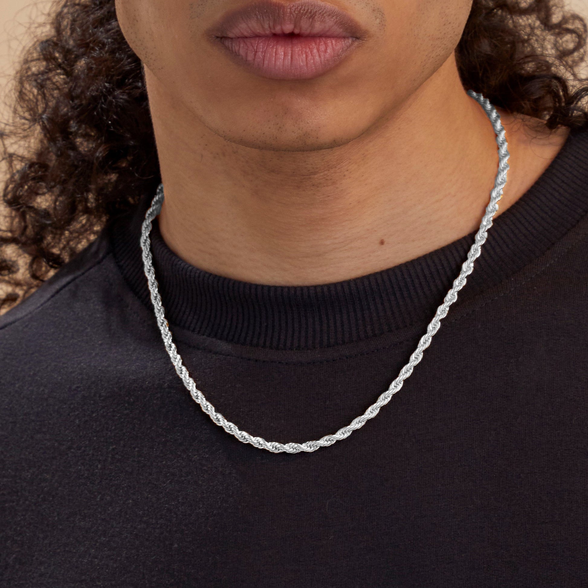 4mm Rope Chain Necklace in 925 sterling silver