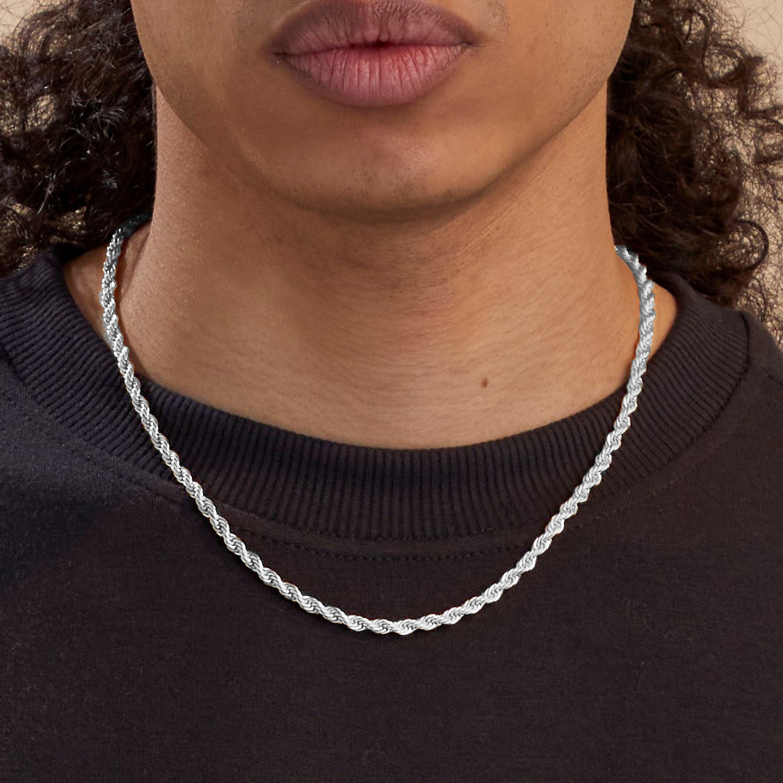 4mm Rope Chain Necklace in 925 sterling silver