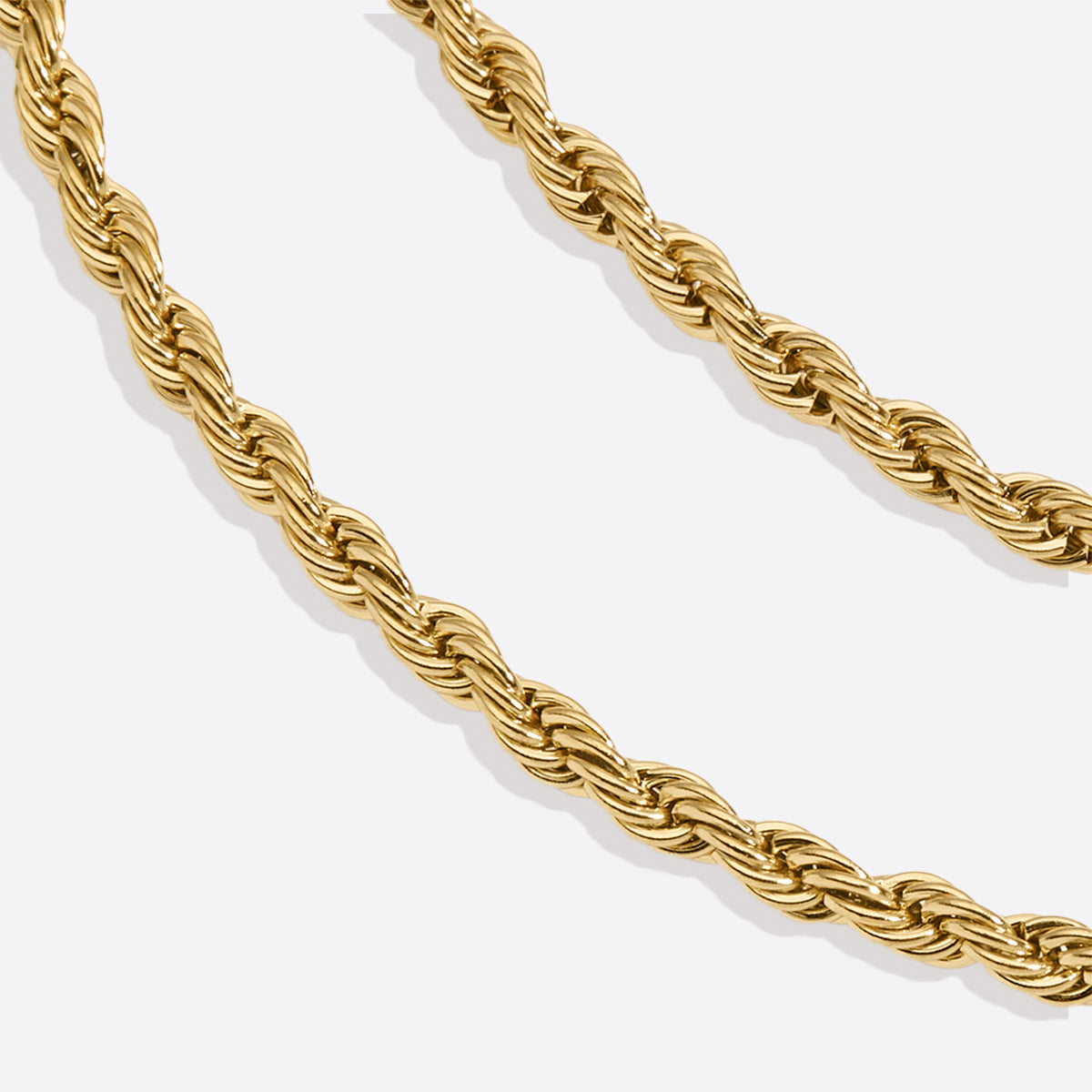 4mm Rope Chain Necklace in gold tone