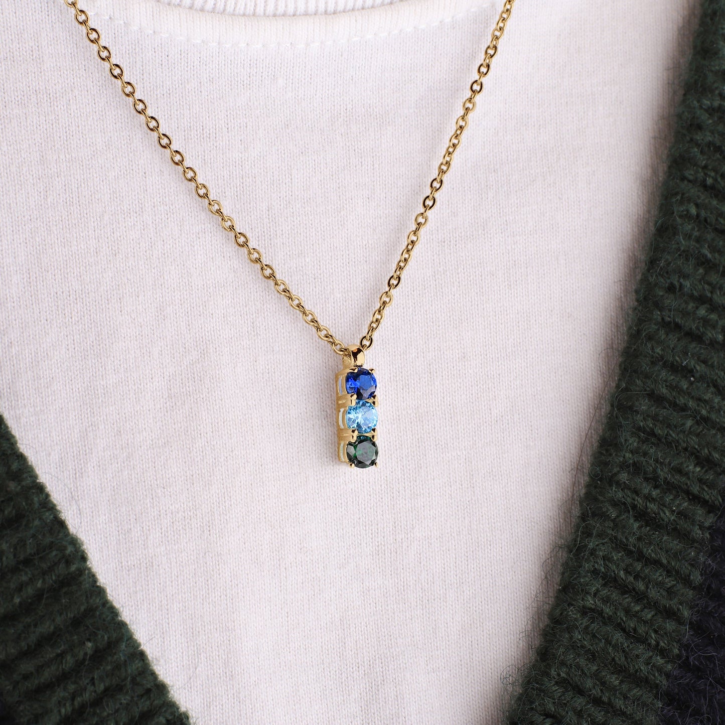 Family Birthstone Necklace in gold tone