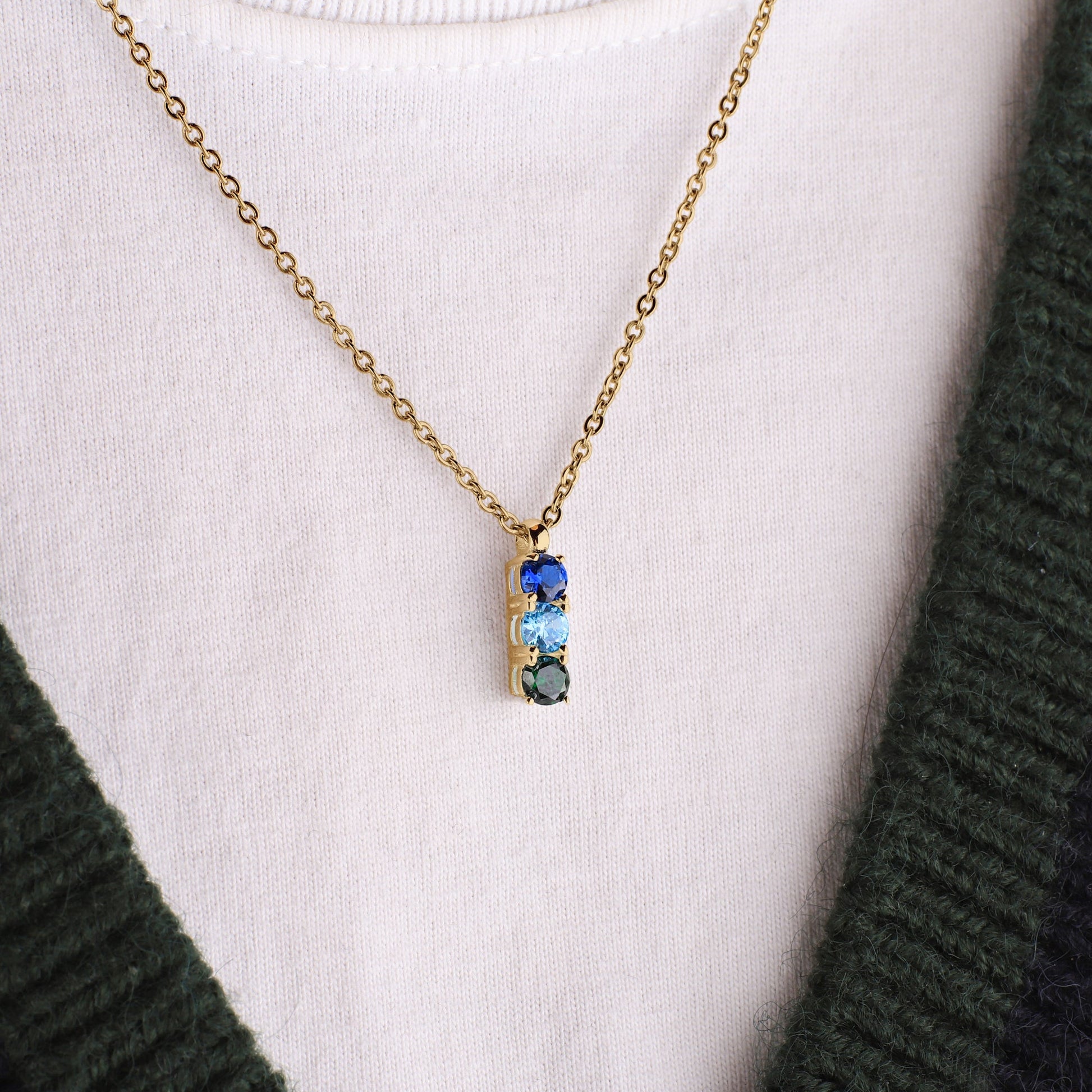 Family Birthstone Necklace in gold tone