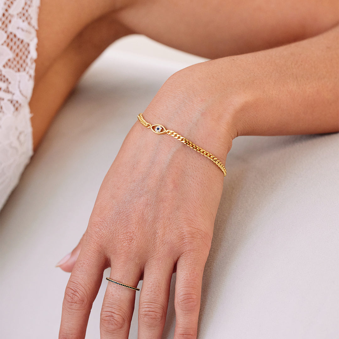 Zierliches Kubanisches Gliederarmband mit Bösem Blick