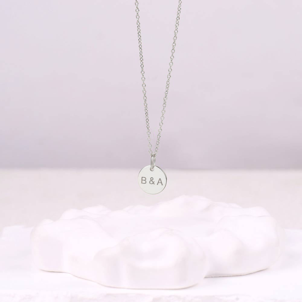 Love Disc Initial Necklace in 925 sterling silver