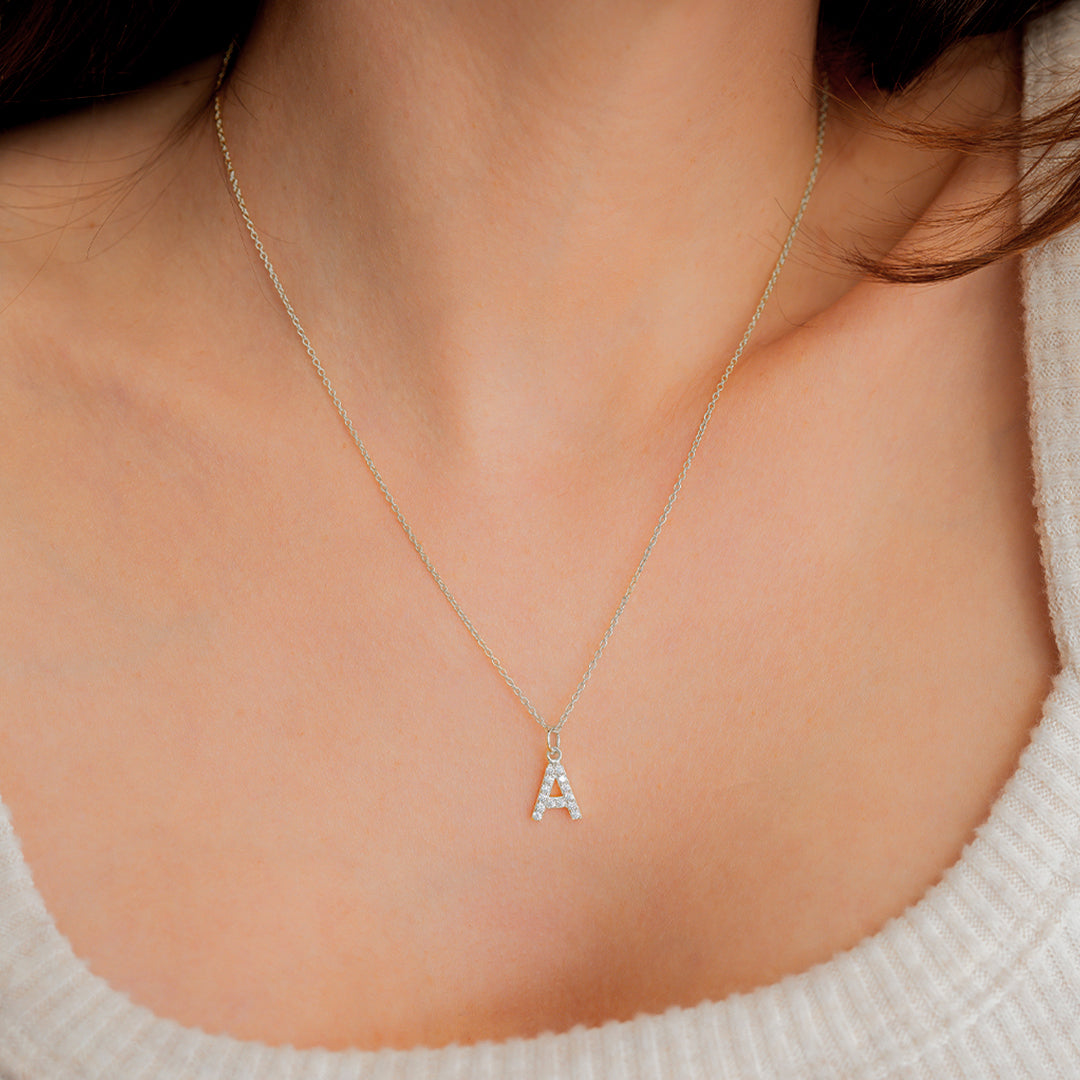 Pavé Uppercase Initial Necklace