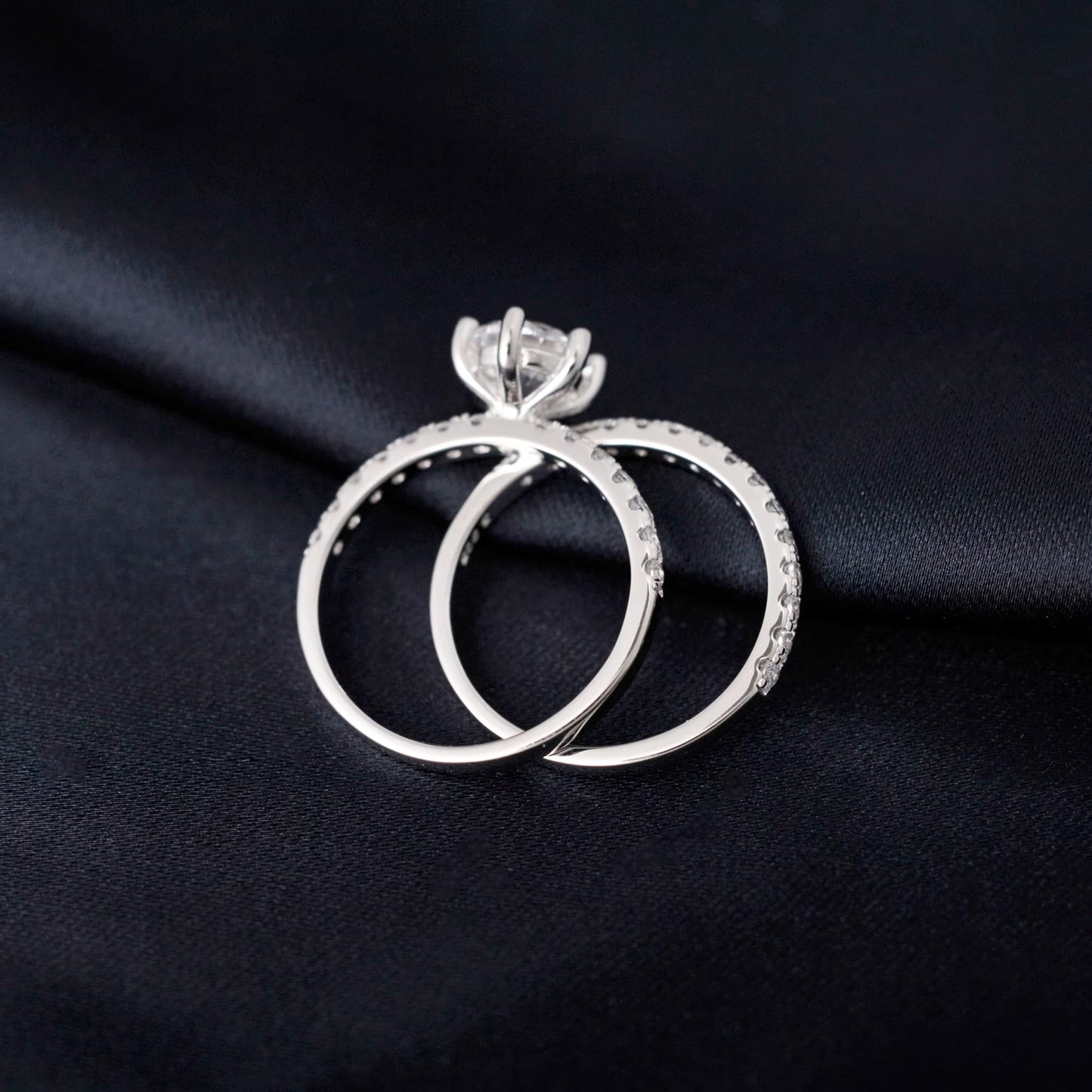 Double Silver Ring with Cubic Zirconia in 925 sterling silver