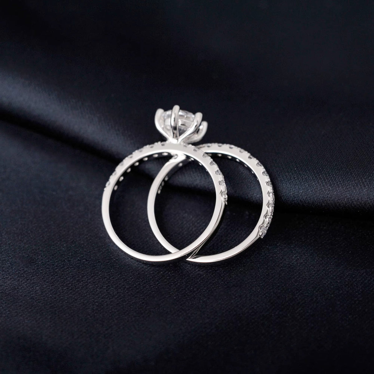 Double Silver Ring with Cubic Zirconia in 925 sterling silver