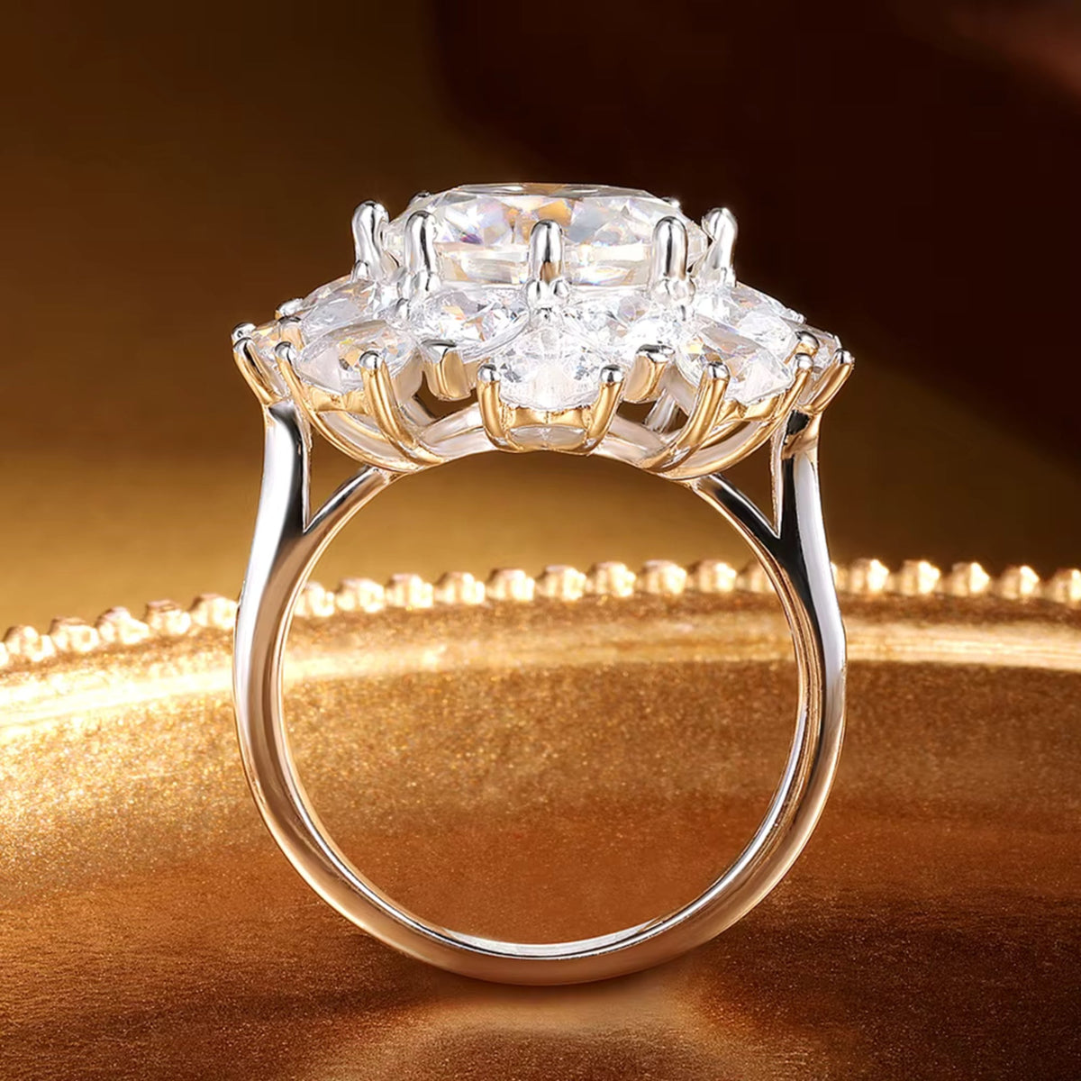 Celeste 18K White Gold Ring with Cubic Zirconia in gold tone