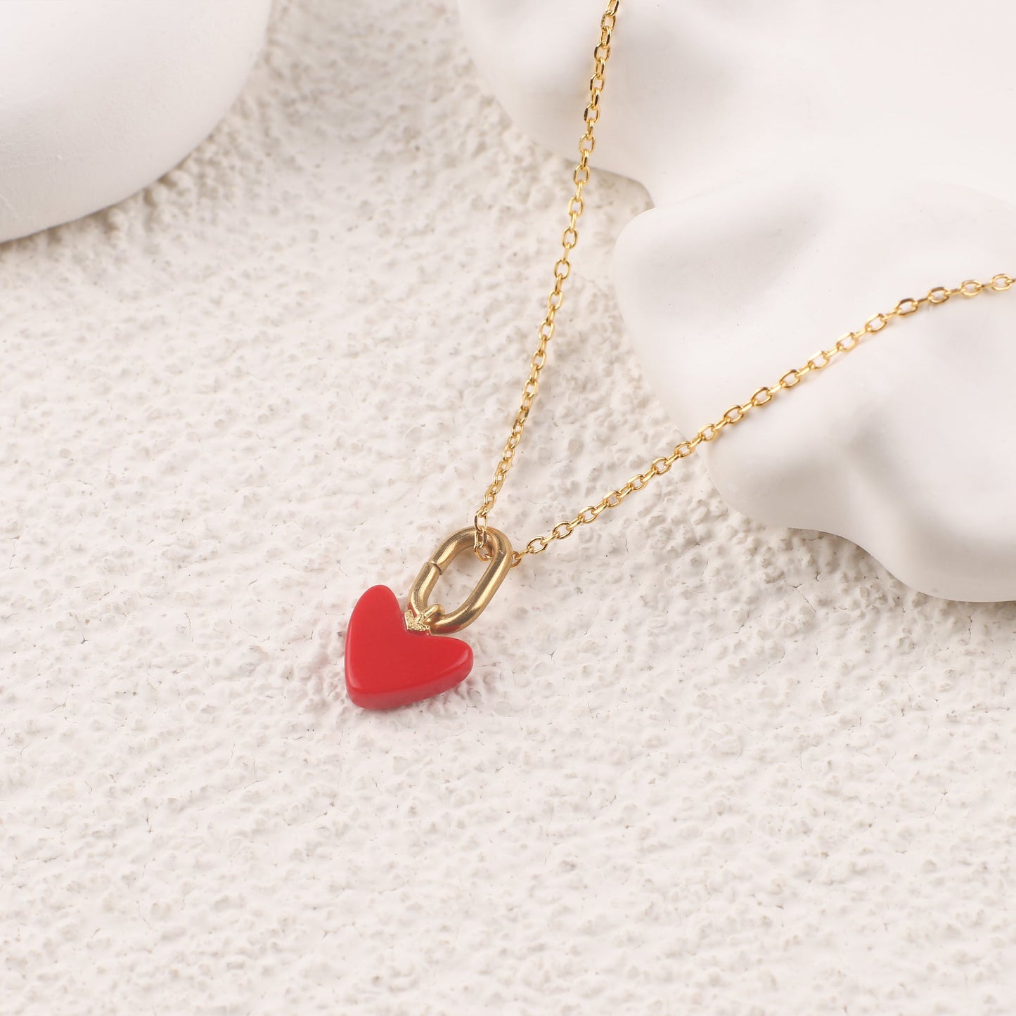 Red Enamel Heart Necklace