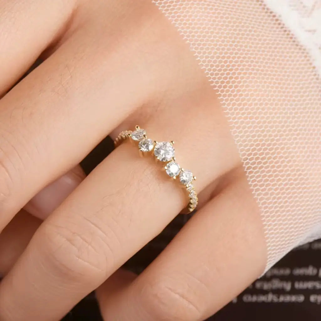 Soleil Gold Moissanite Engagement Ring in gold tone