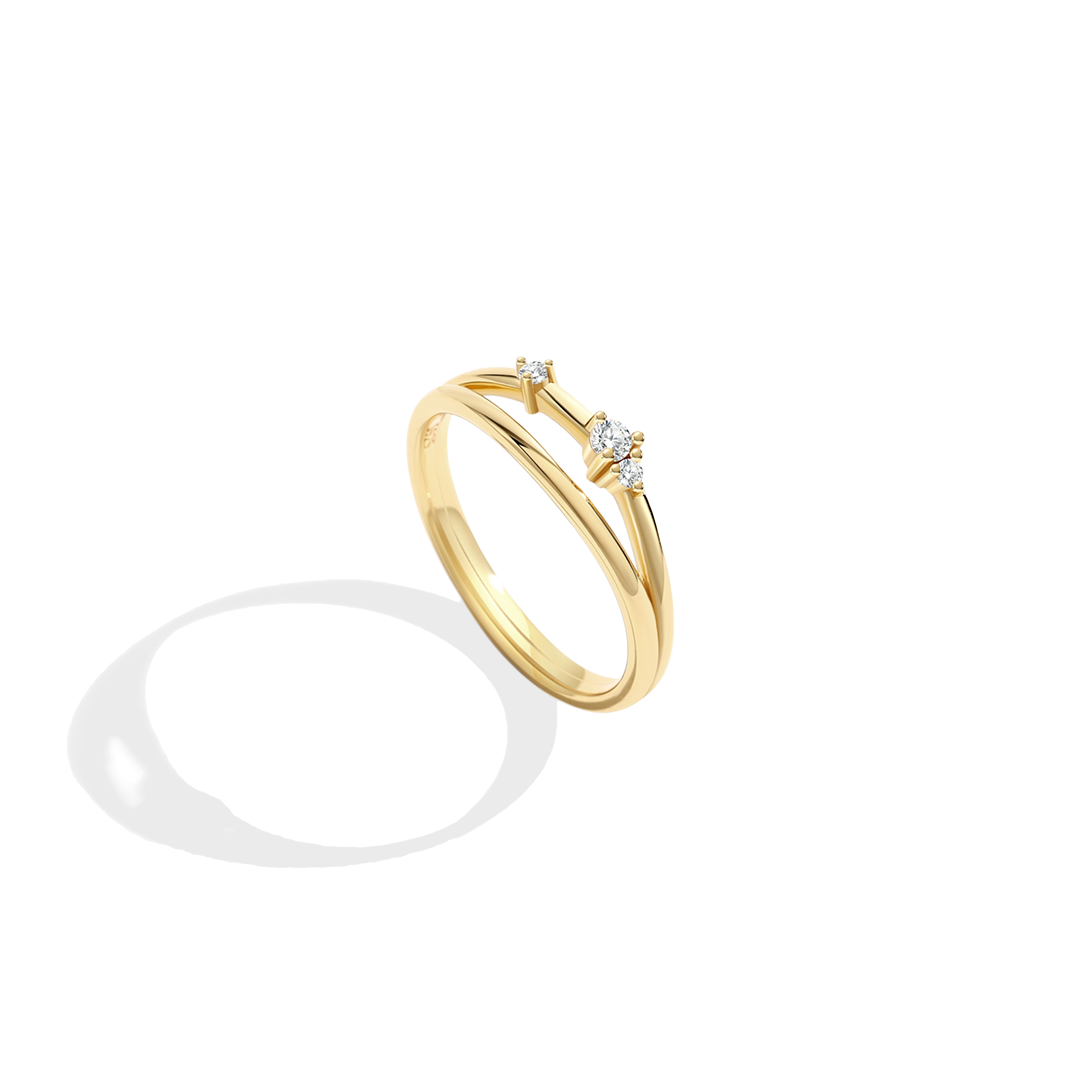Halbmond-Diamantring