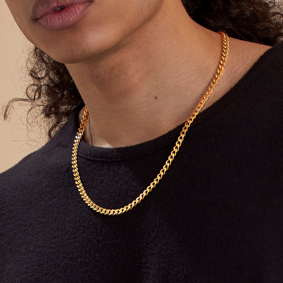 6mm Cuban Chain Necklace in gold tone