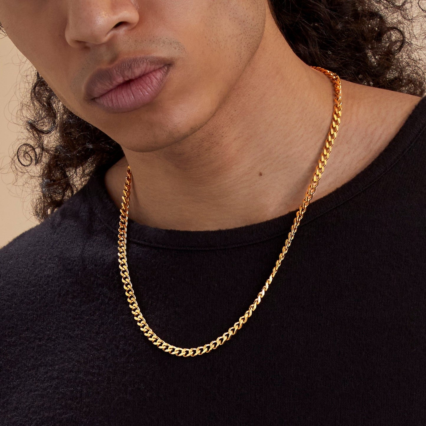 6mm Cuban Chain Necklace in gold tone