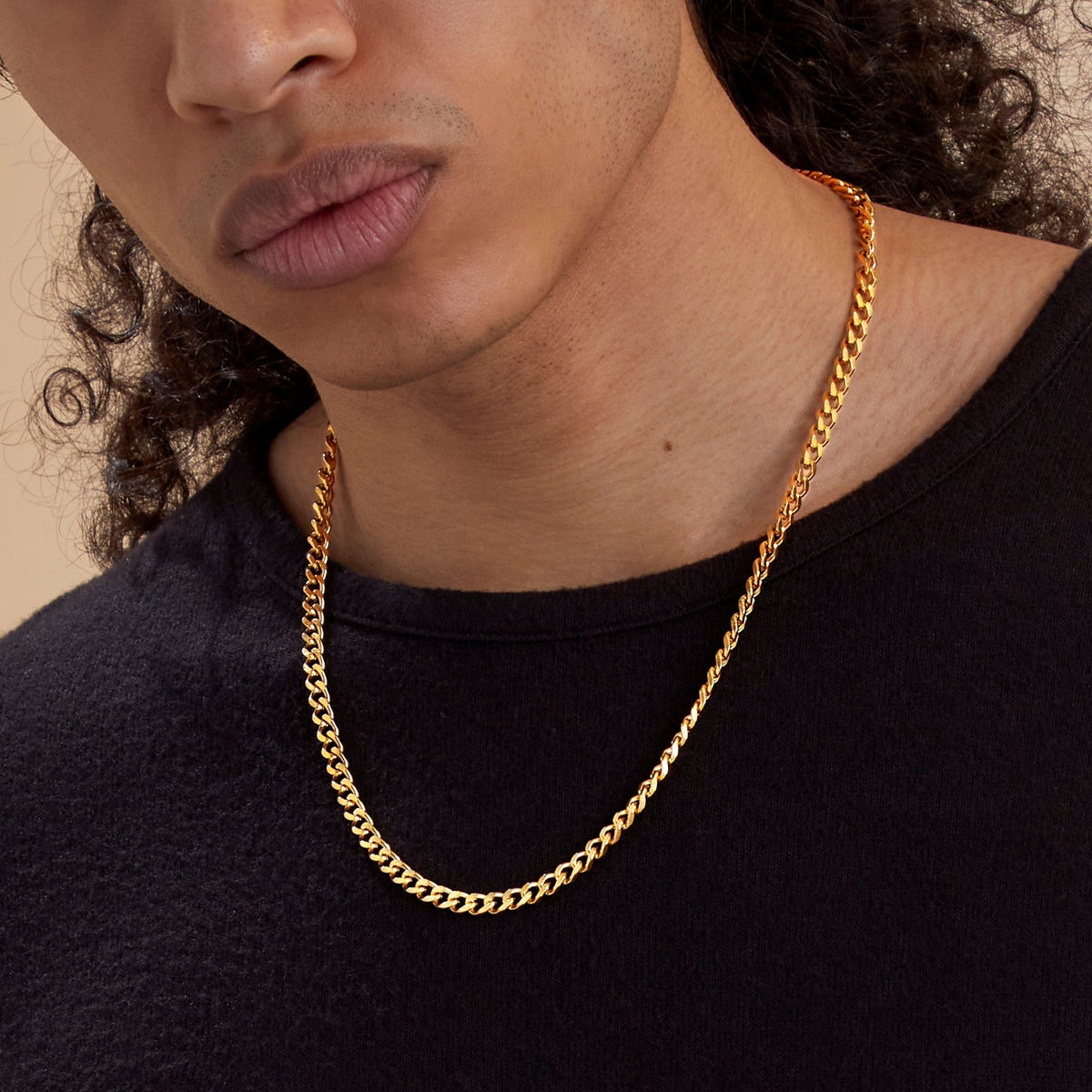 6mm Cuban Chain Necklace in gold tone