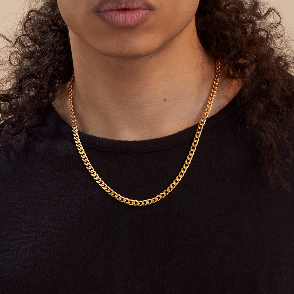 6mm Cuban Chain Necklace in gold tone