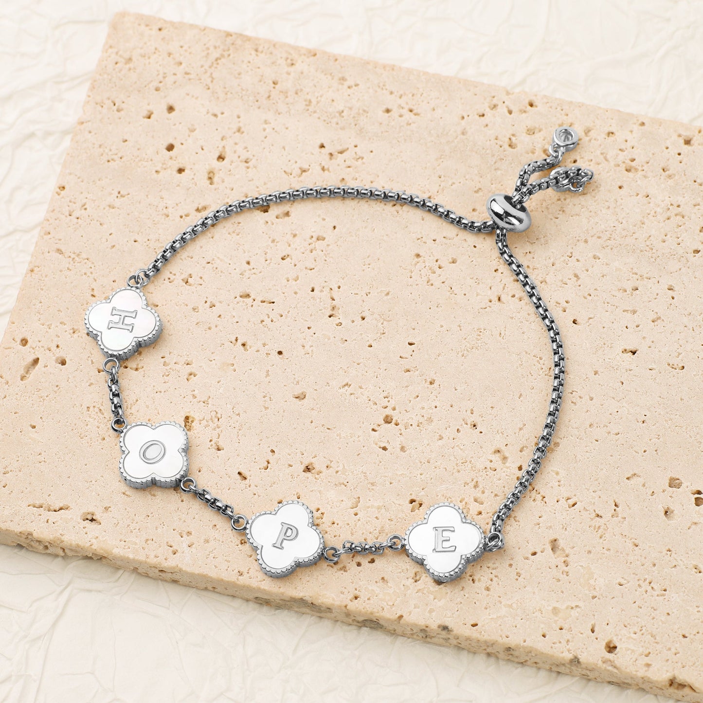 Clover Custom Name Bracelet in 925 sterling silver