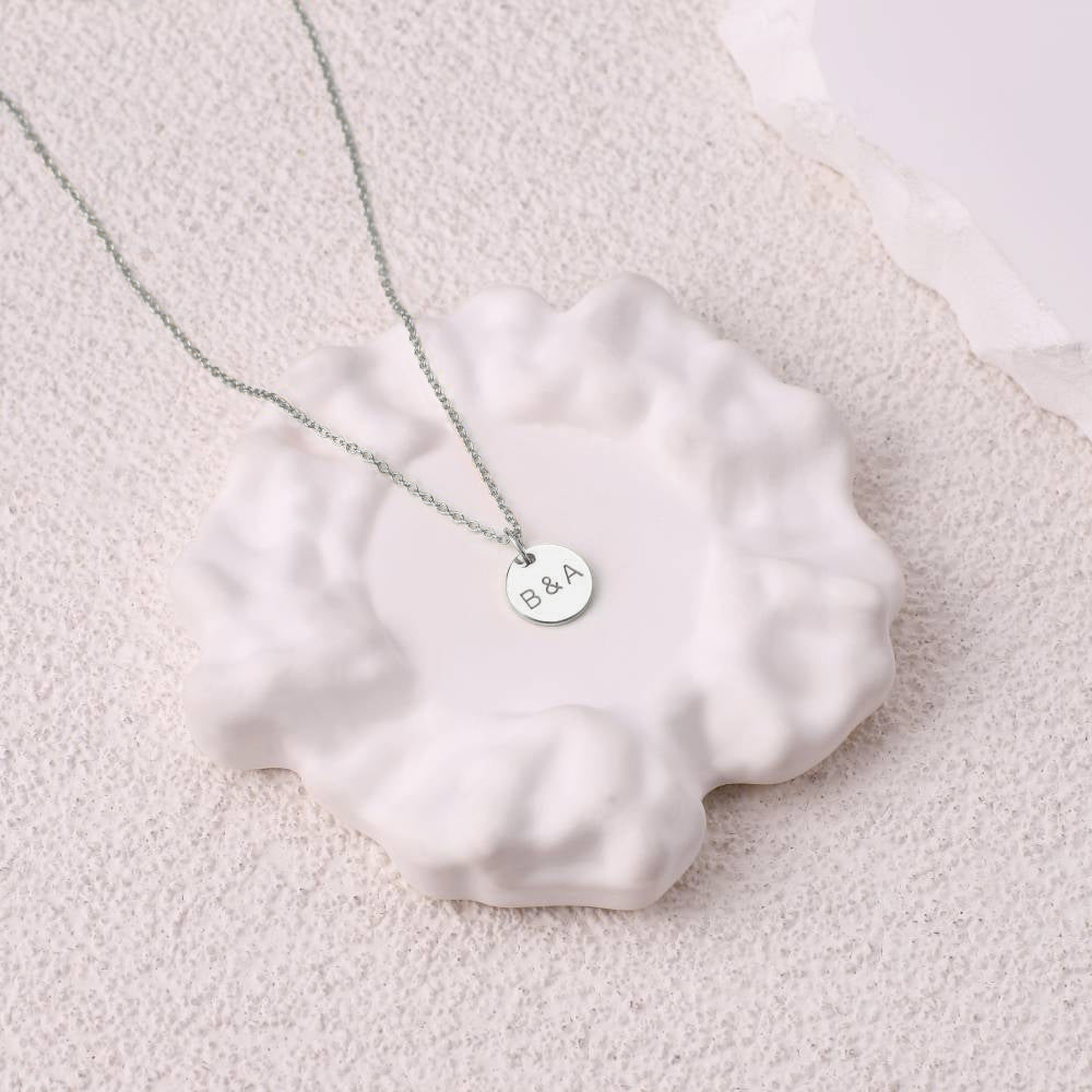Love Disc Initial Necklace in 925 sterling silver