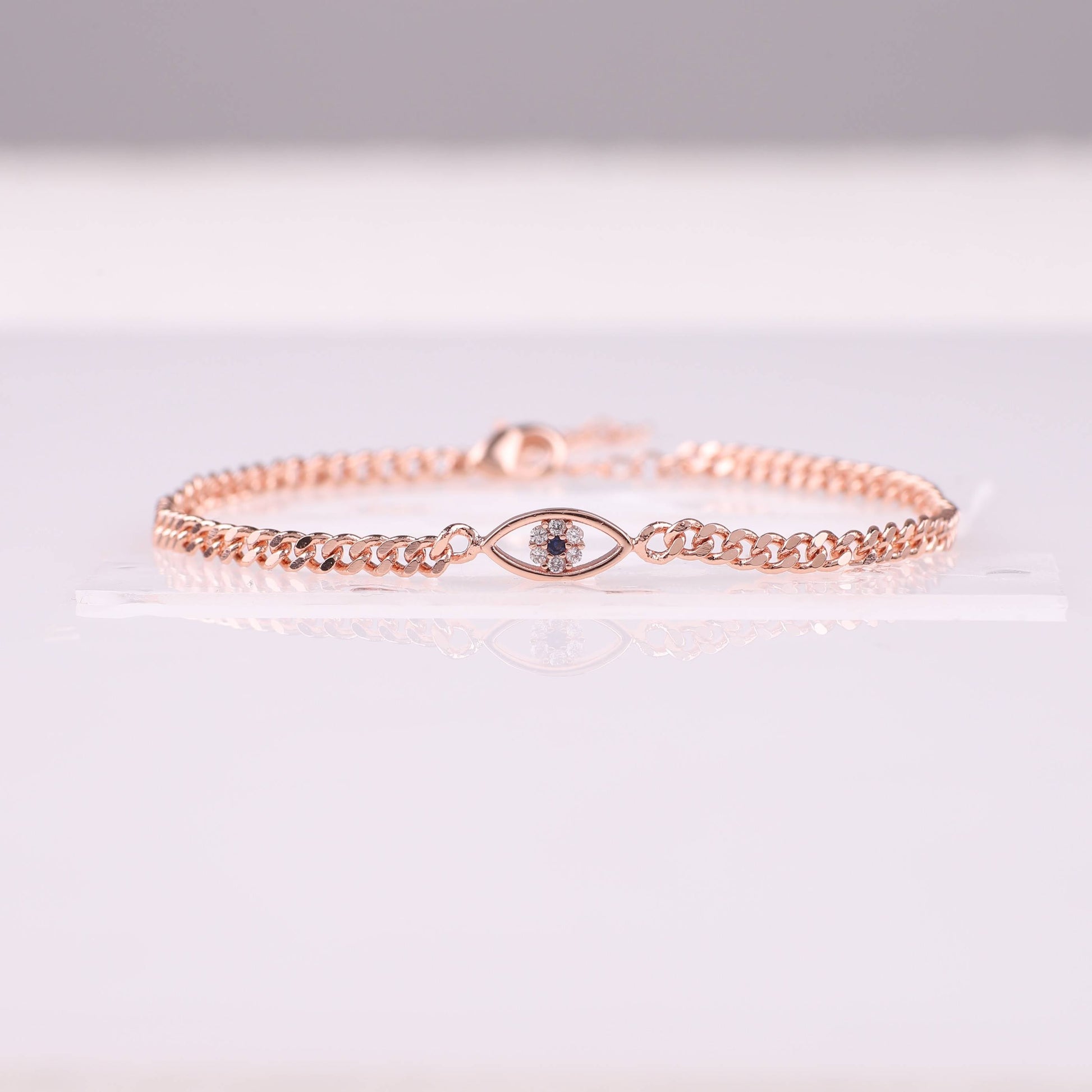 Zierliches Kubanisches Gliederarmband mit Bösem Blick