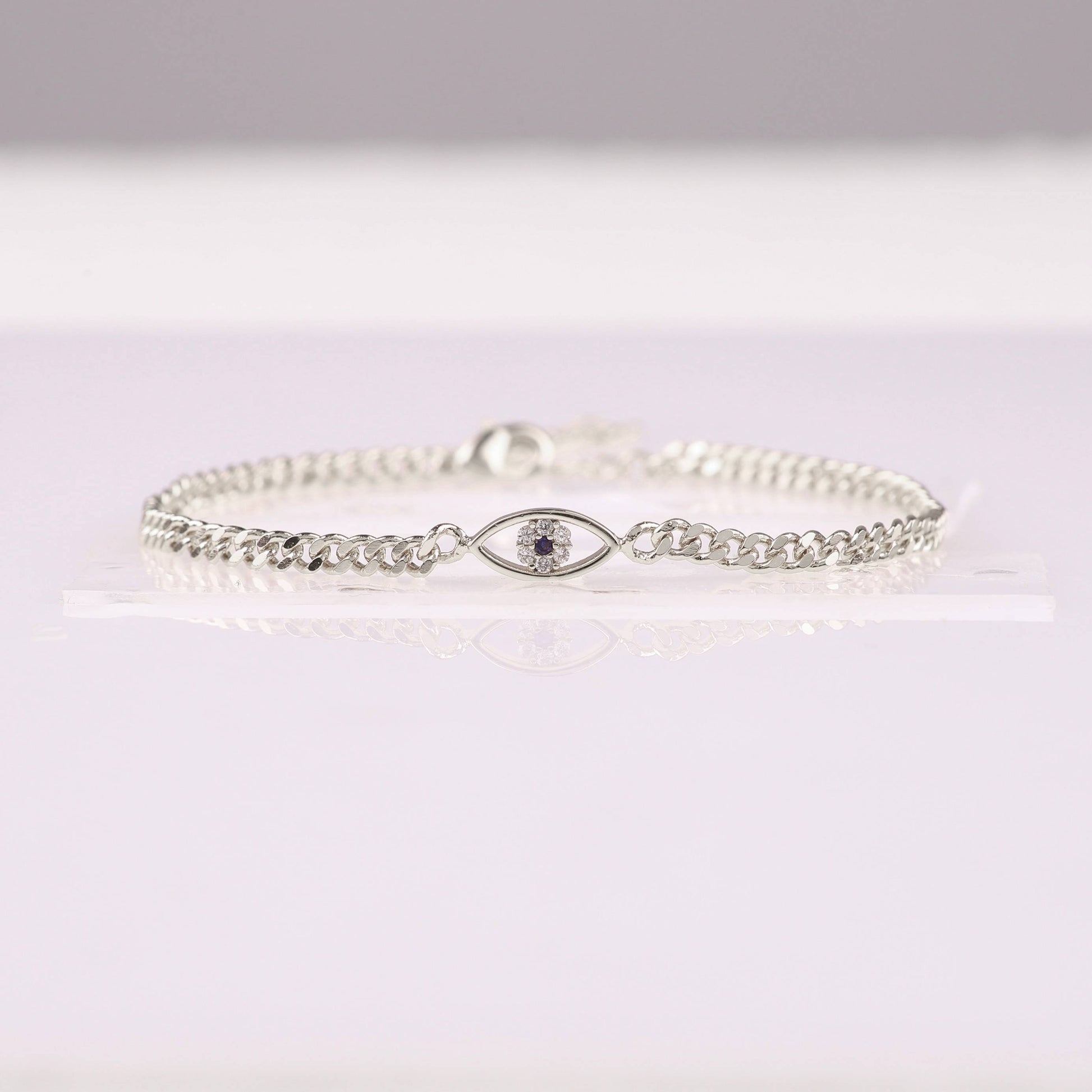 Zierliches Kubanisches Gliederarmband mit Bösem Blick