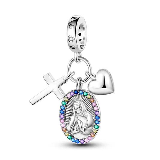 Our Lady Heart Charm in 925 Sterling Silver — Vanny Jewels