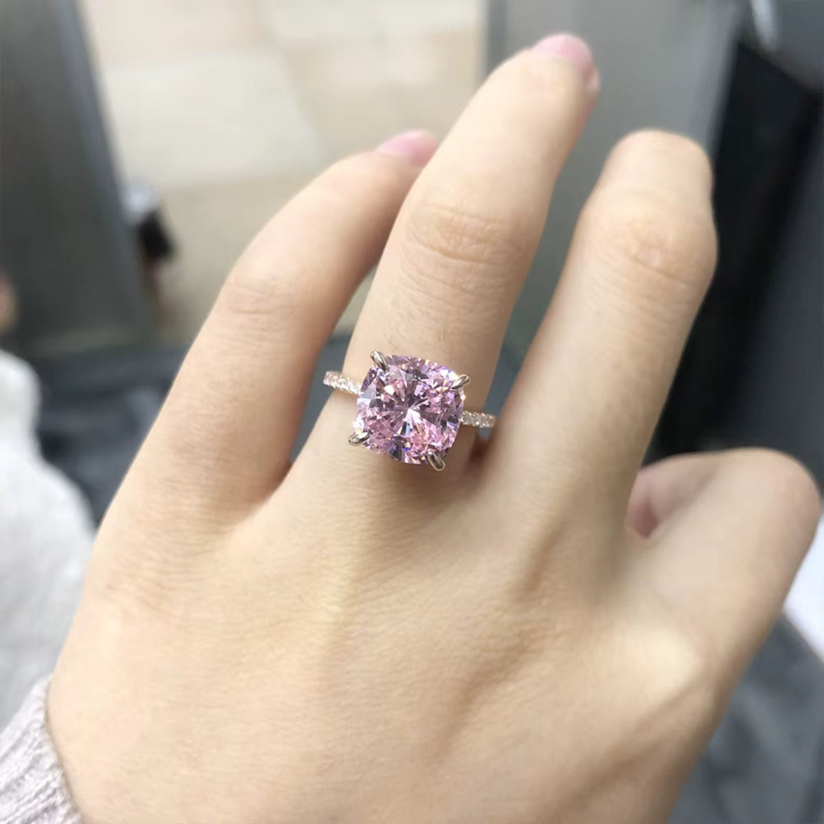 Rose Gold Solitaire Ring in gold tone