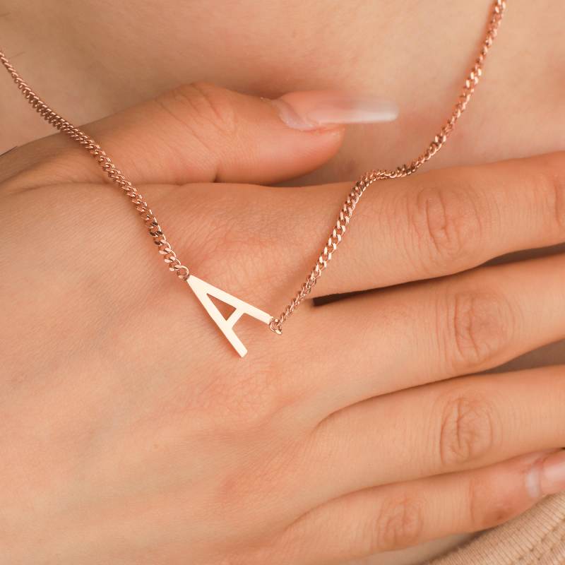 The Skinny Initial Necklace in rose gold tone