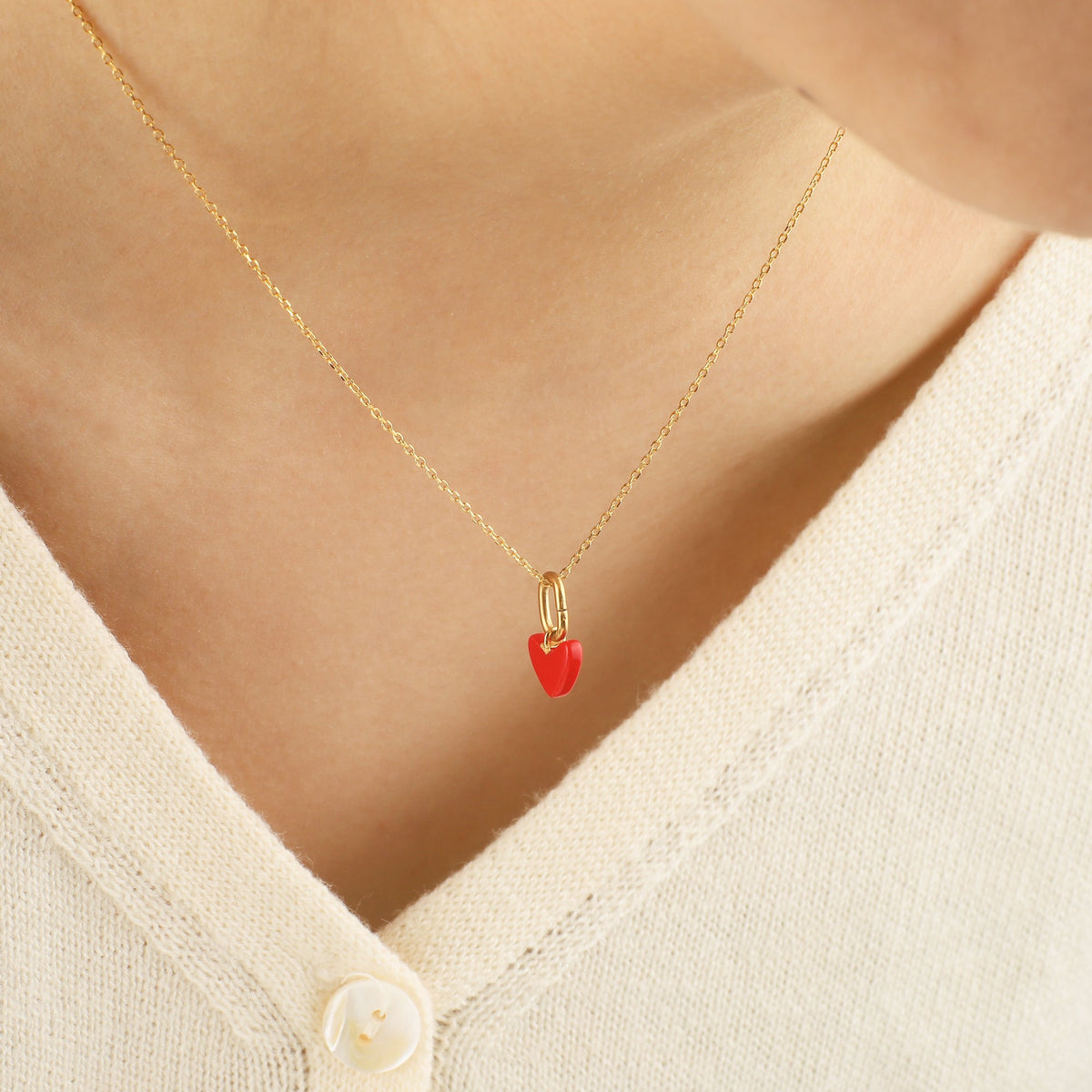 Red Enamel Heart Necklace