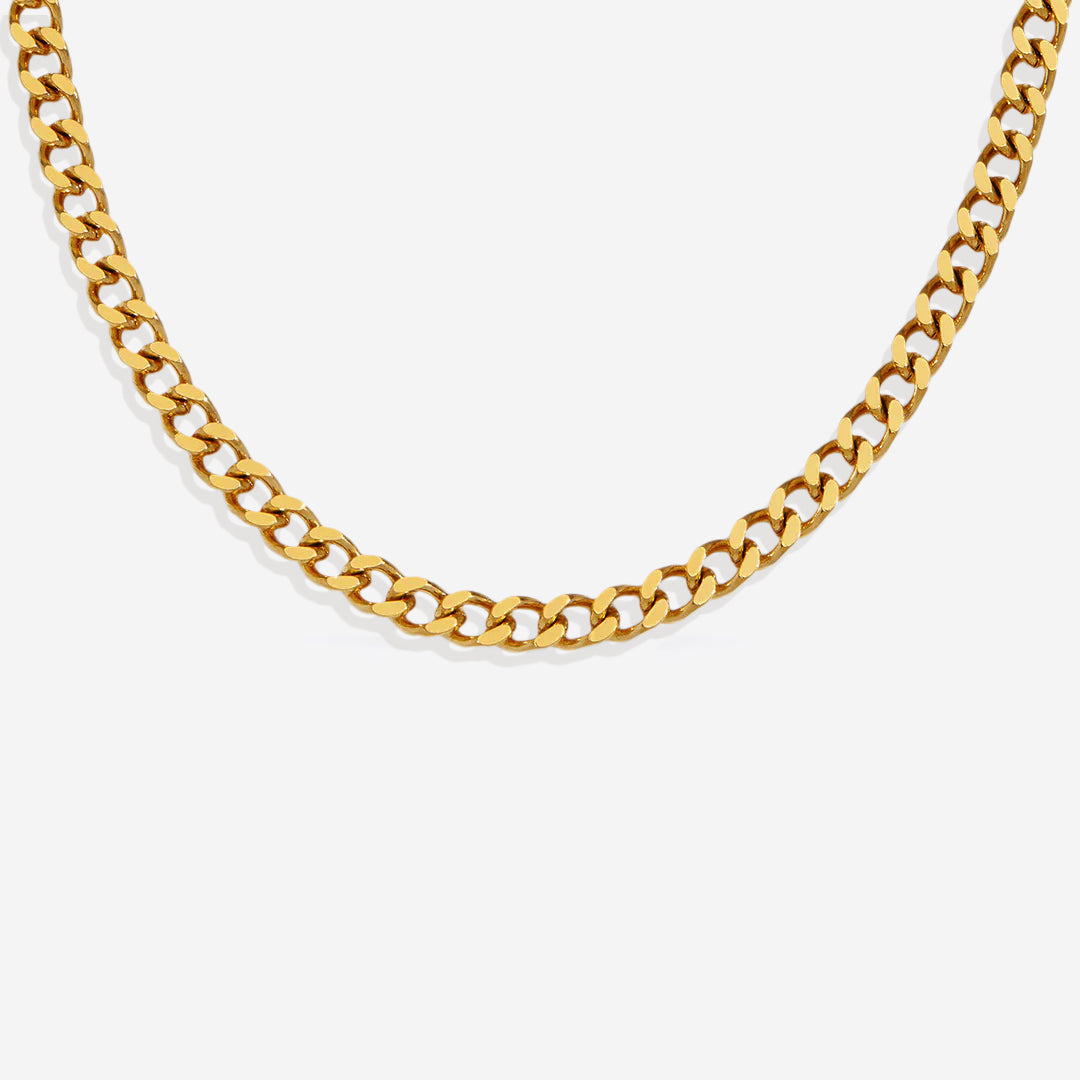 6mm Cuban Chain Necklace in gold tone