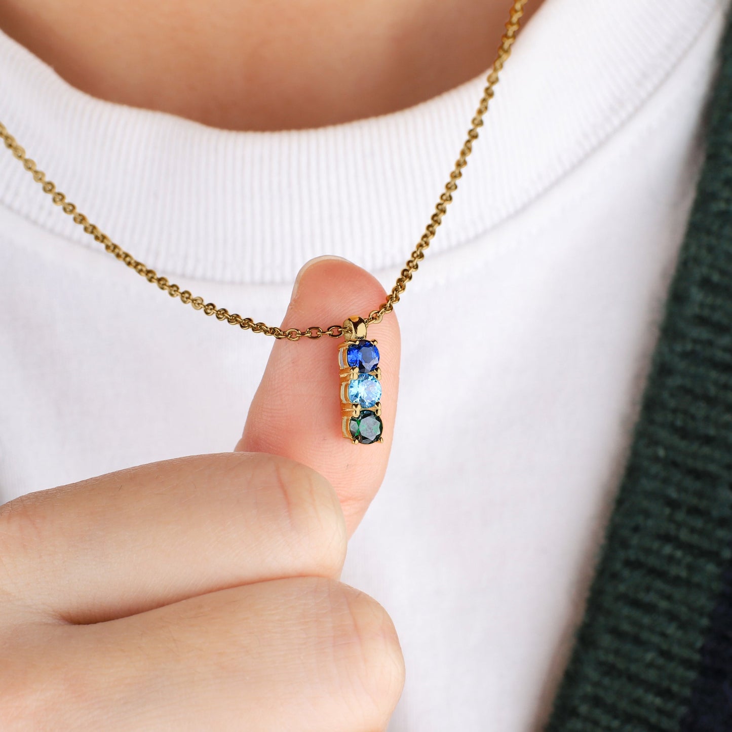 Family Birthstone Necklace in gold tone