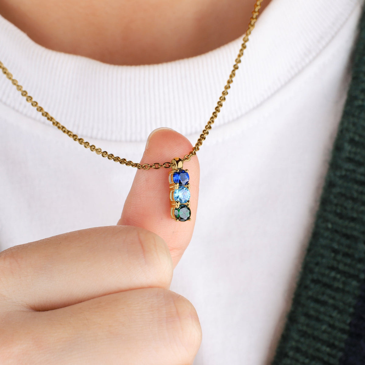 Family Birthstone Necklace in gold tone