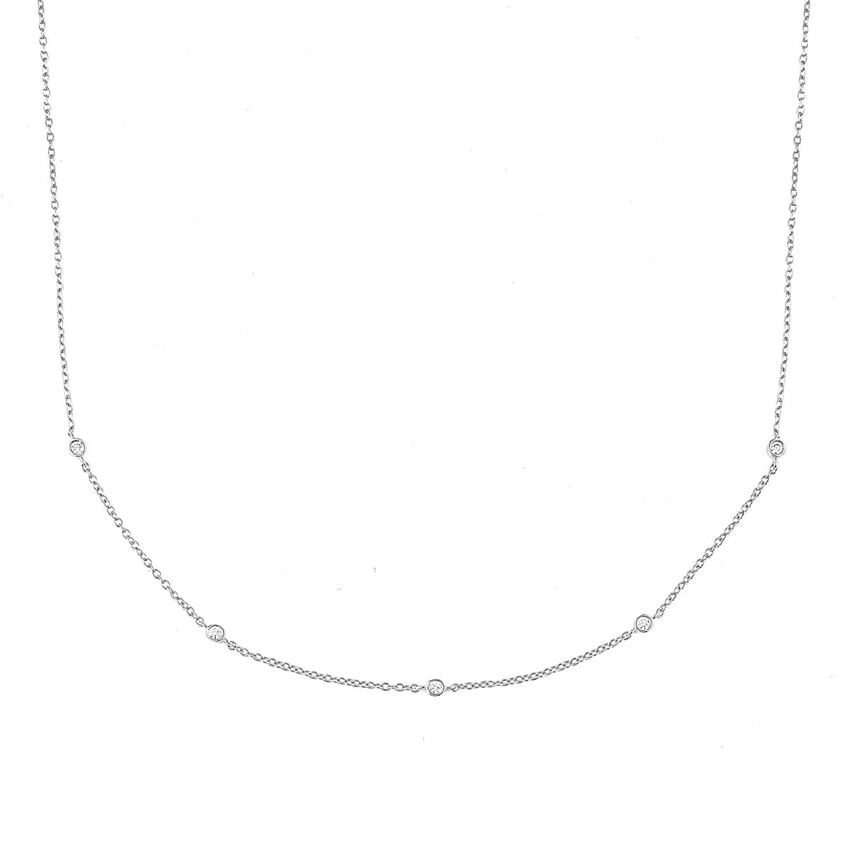 Bezel-Set Five Crystal Necklace in 925 sterling silver