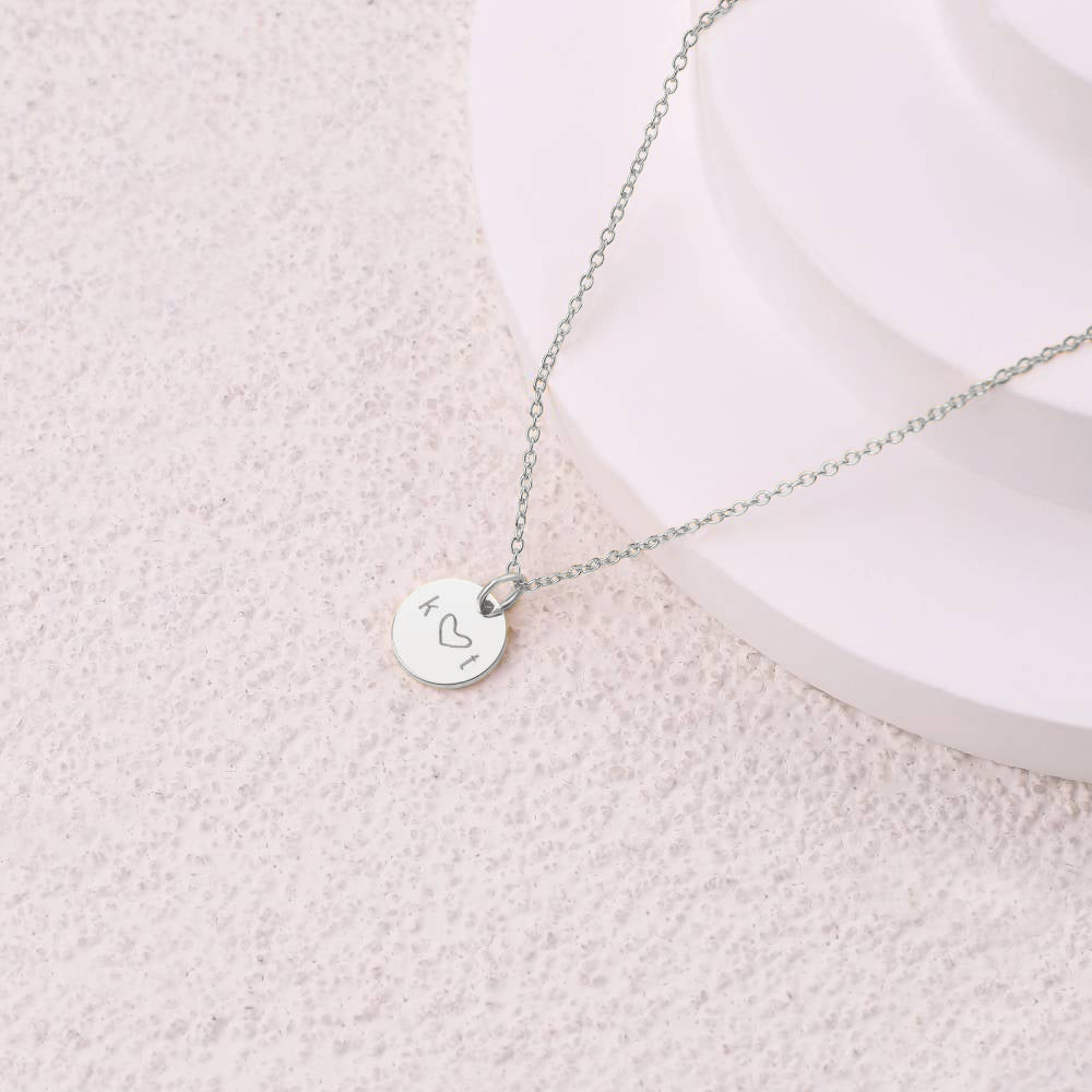 Love Disc Initial Necklace in 925 sterling silver