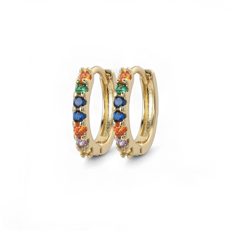 Gemstone Sleeper Huggie Hoop Earrings — Vanny Jewels