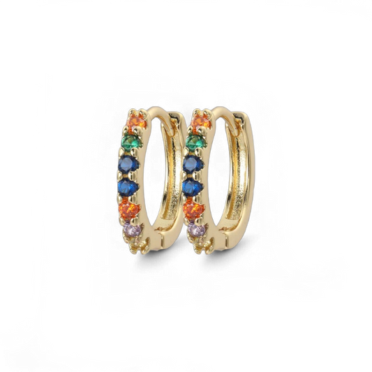 Gemstone Sleeper Huggie Hoop Earrings — Vanny Jewels