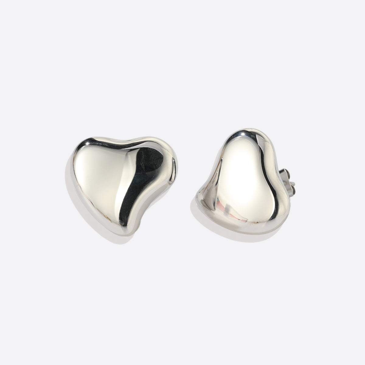 Polished Sculptural Heart Earrings in 925 sterling silver