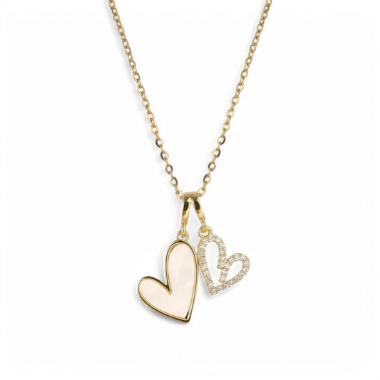 Mother of Pearl & Pave Hearts Necklace — Vanny Jewels