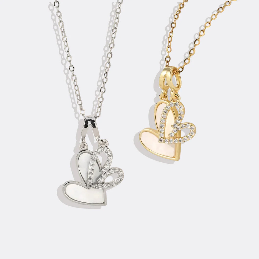 Collana Cuori in Madreperla e Pavé