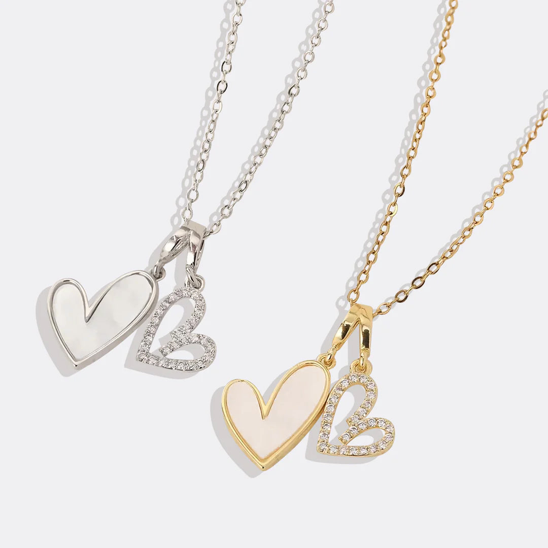 Collana Cuori in Madreperla e Pavé